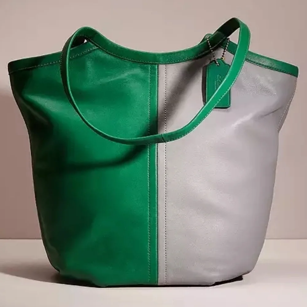 Coach 2020 Bea Tote In Colorblock Green And Gray Like New! - Picture 1 of 15